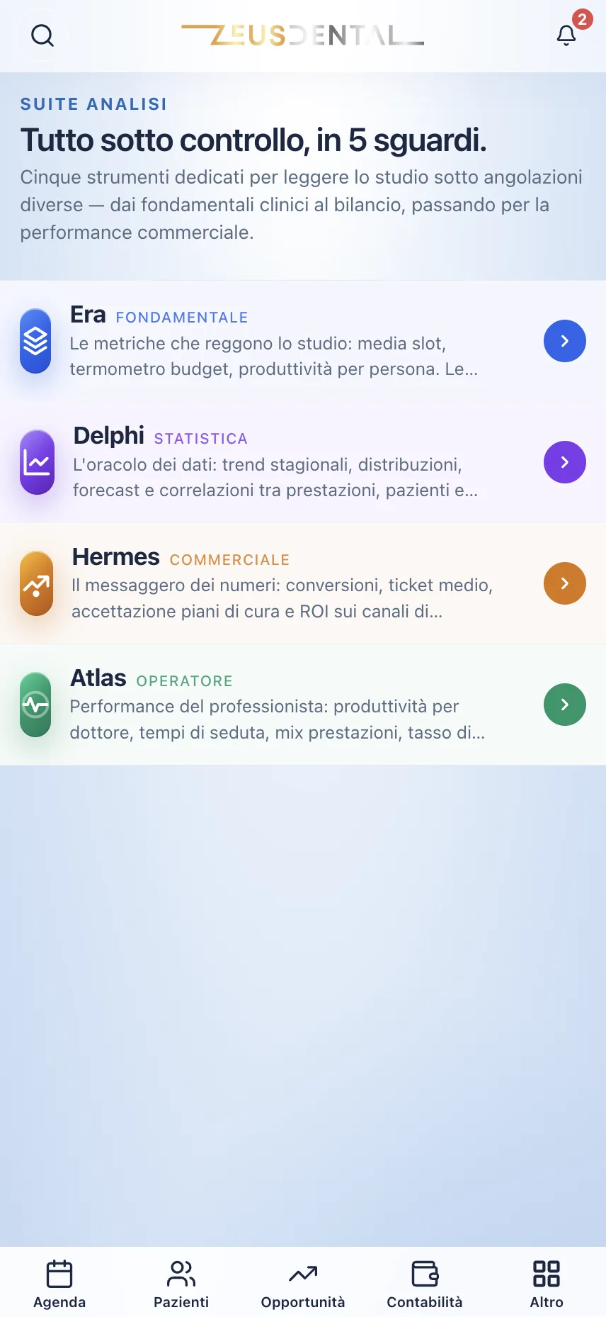 Suite Analisi ZeusDental su iPhone